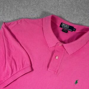 Polo Ralph Lauren Polo Shirt Mens XL Pink Solid Short Sleeve Pique Pony Logo